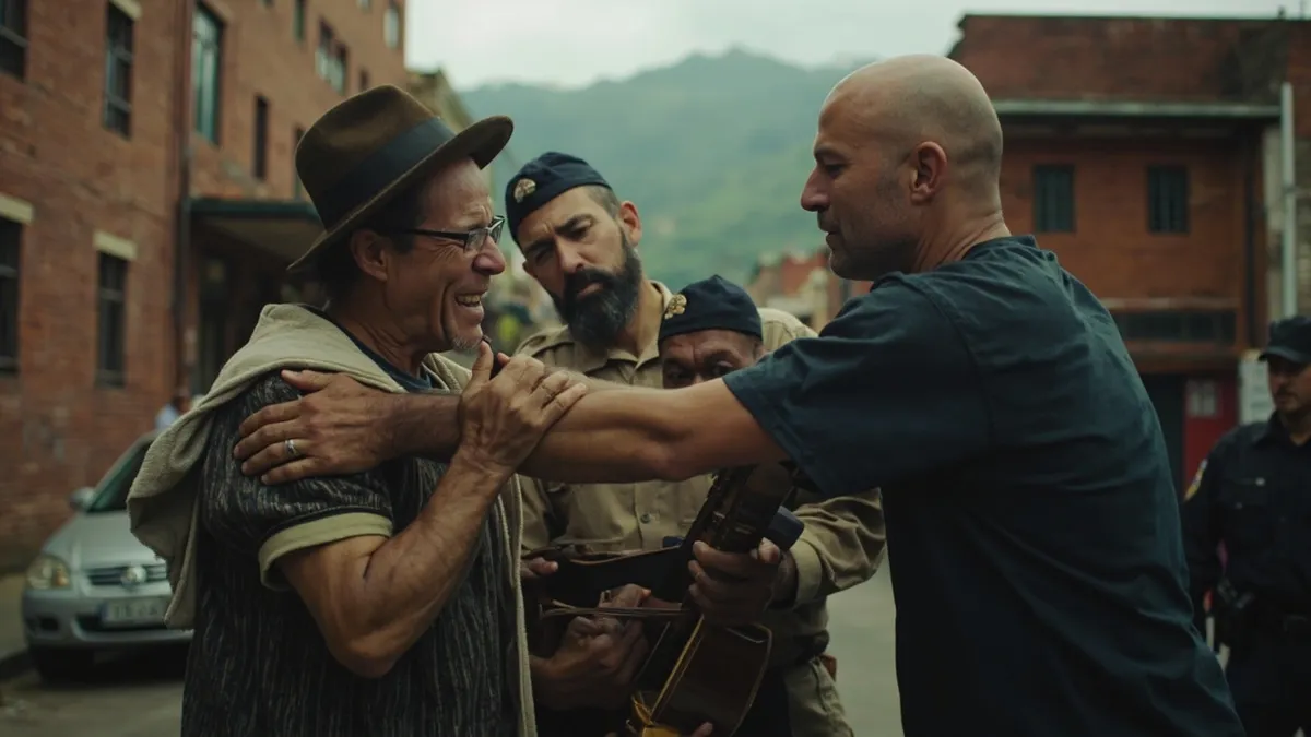 Jhon Alex Castaño tuvo un gesto con el músico callejero que policías redujeron en Bogotá