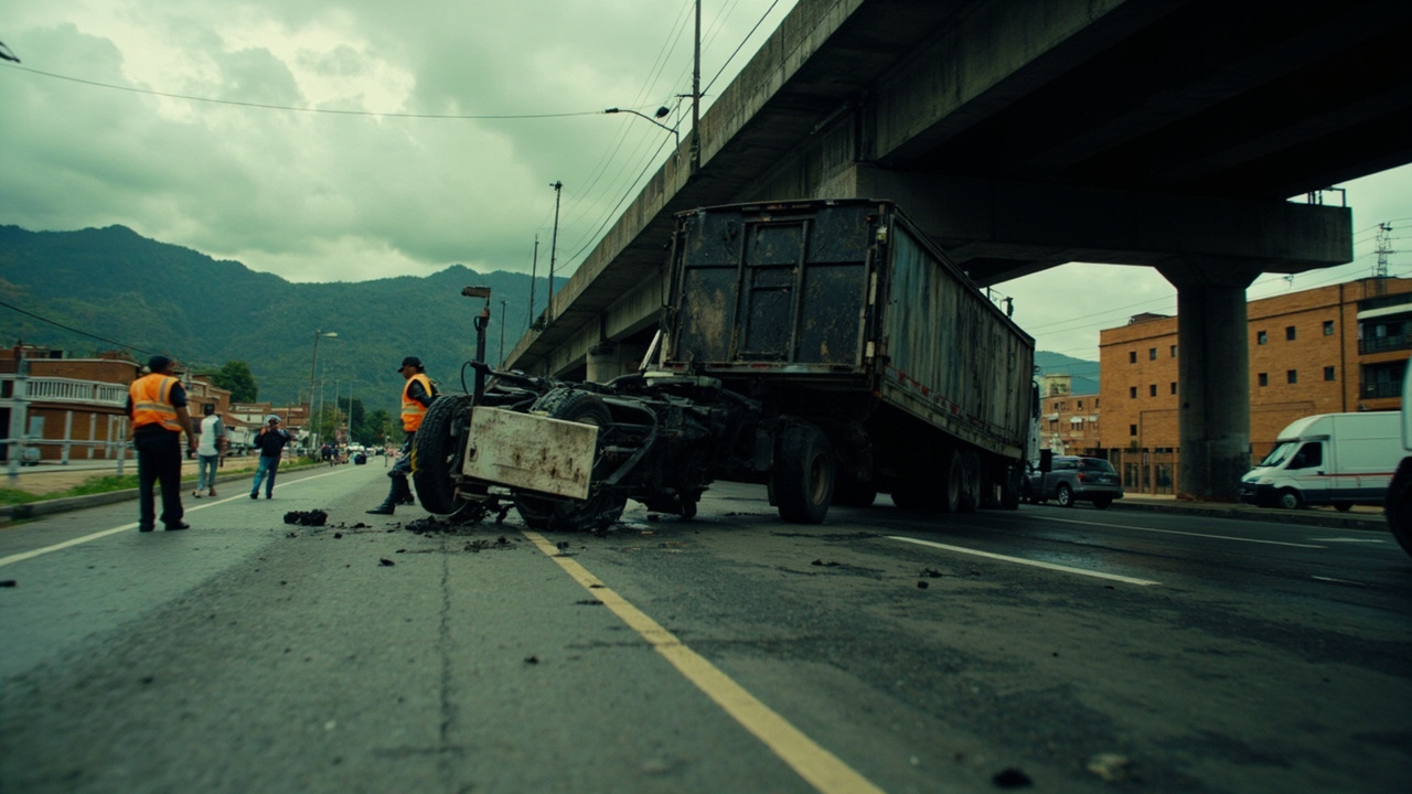 Tractocamión choca contra un puente en la autopista Sur y autoridades evalúan daños