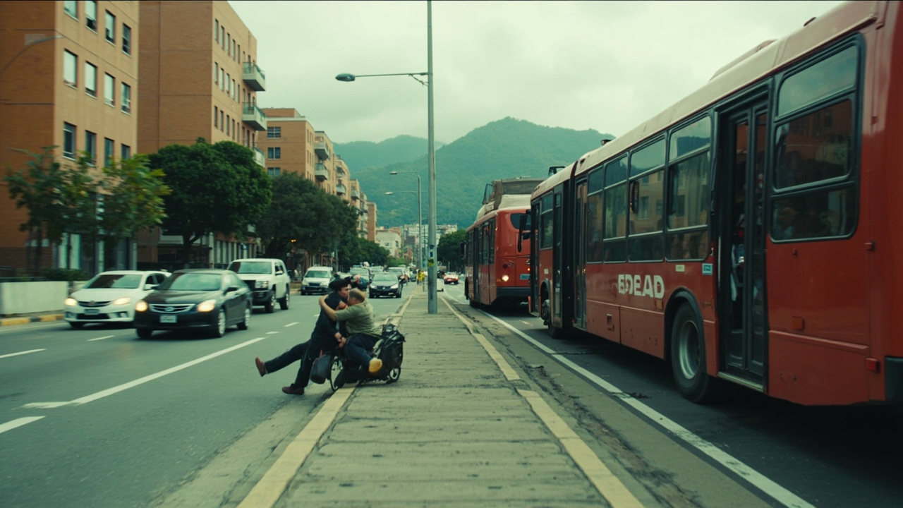 Motociclista terminó en el carril de TransMilenio tras maniobra para adelantar en Bogotá