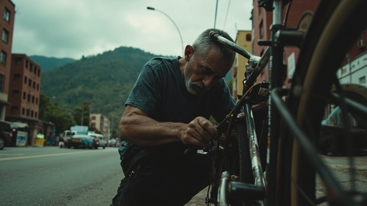 Jorge, el mecánico en vía que mantiene en marcha a los ciclistas en Bogotá