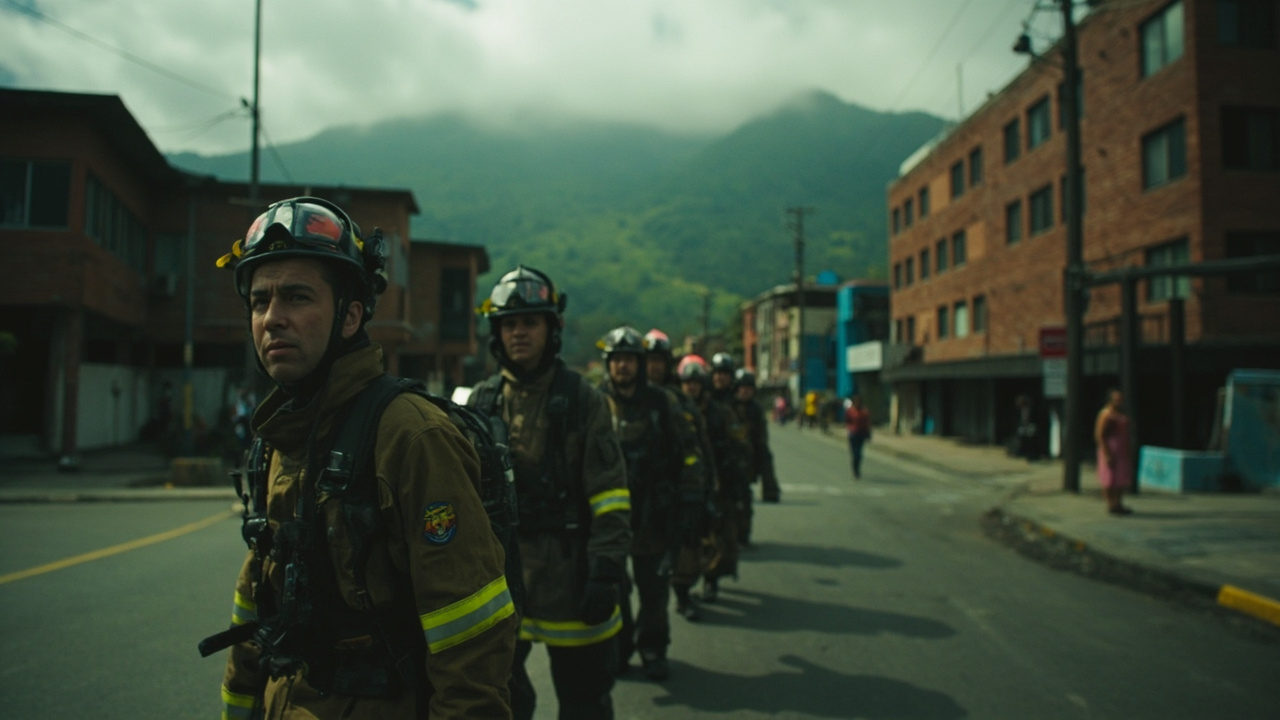Bomberos de Málaga pasan por Bogotá rumbo a Venezuela tras los terremotos