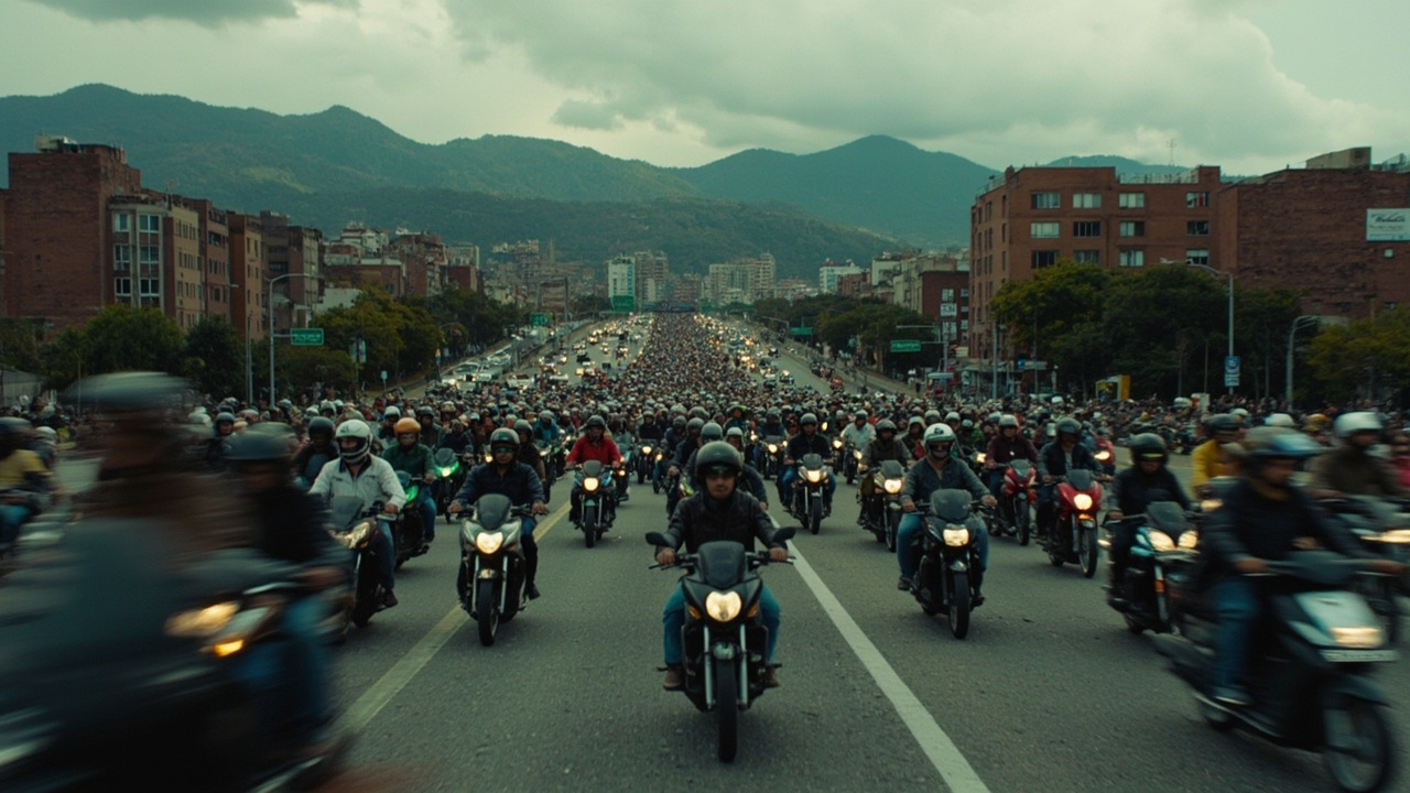 Motociclistas bloquean la Autopista Sur de Bogotá y se arma enorme trancón