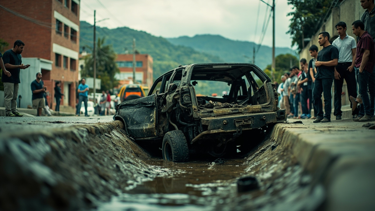 Persecución policial en Bogotá terminó con un vehículo accidentado en un caño