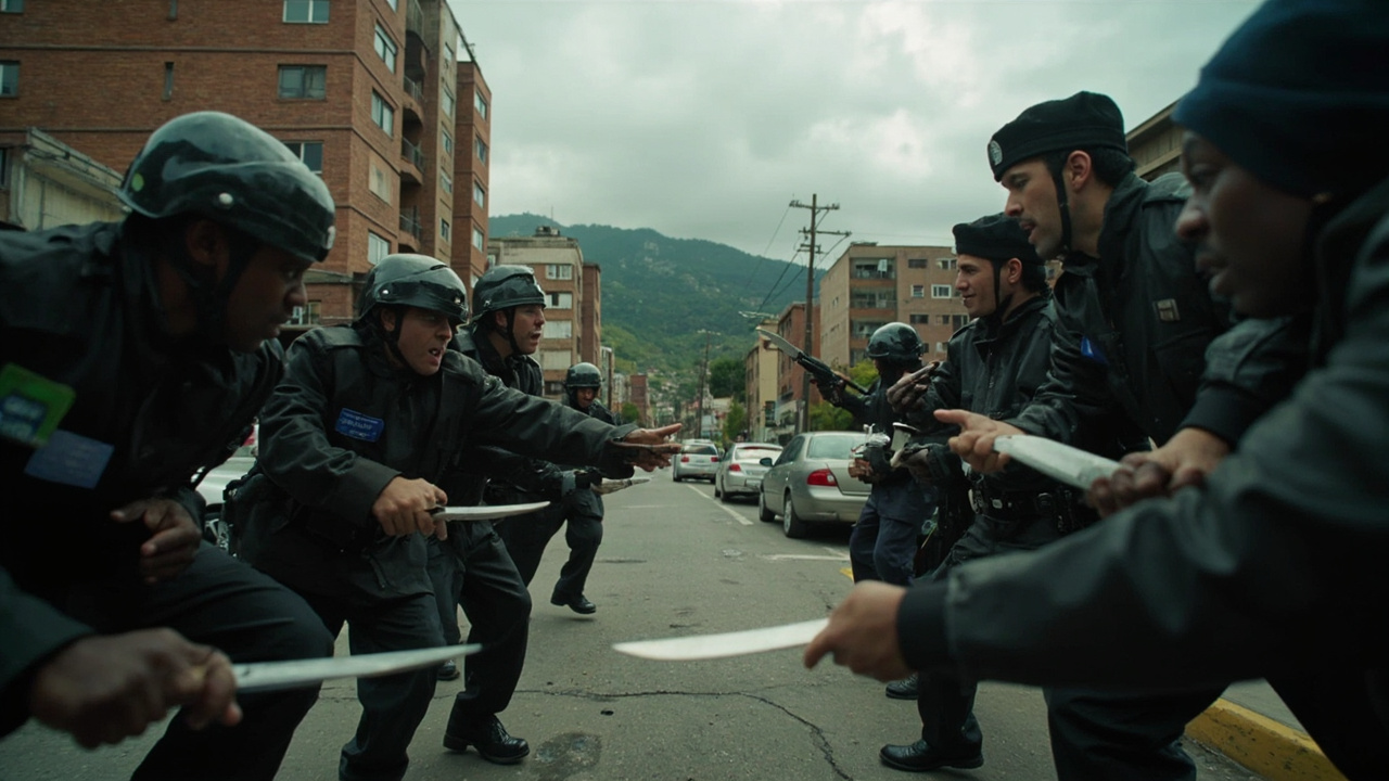 Hombres con cuchillos enfrentaron a agentes de tránsito en Bogotá